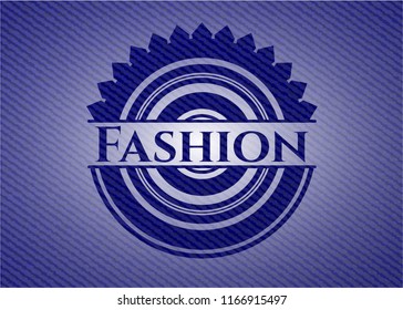 Fashion emblem with jean high quality background