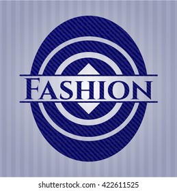 Fashion emblem with jean high quality background