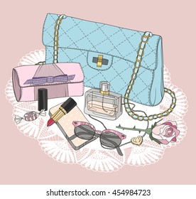 fashion essentials background with accessory