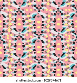 Fashion ethnic seamless fabric pattern. Abstract tribal ornament design . Hand drawn boho, hippie swimwear trand. Handcrafted colorful painting. Textile vintage  watercolor tie dye background .
