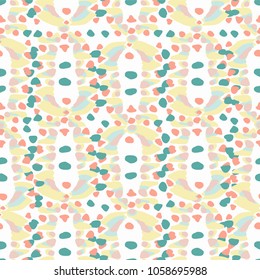 Fashion ethnic seamless fabric pattern. Abstract tribal ornament design . Hand drawn boho, hippie swimwear trand. Handcrafted colorful painting. Textile vintage  watercolor tie dye background.