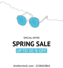 Fashion eyeglasses discount banner.Big sale. Abstract expressive design. Stylish spring sale. Sunglasses concept. Vector illustration template