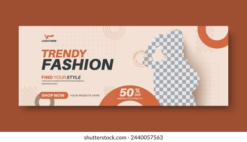 Fashion facebook cover or trendy fashion sale or social media facebook cover banner template