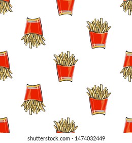 Fashion Fast Food Seamless Potato Fries Stock Vector (Royalty Free ...