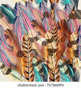 Fashion feather pattern in realistic style