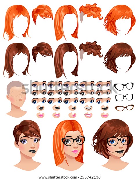 Fashion Female Avatars 5 Hairstyles 2 Stock Vector (Royalty Free) 255742138