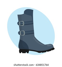 Fashion female boots gray isolated casual foot autumn clothing vector illustration.