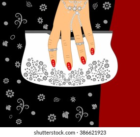 Fashion for Female hand holding a purse vector illustration