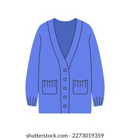 Fashion female knitted blouse. Stylish casual sweater, basic clothes apparel, women outfit wardrobe. Vector illustration