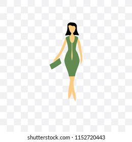 Fashion female model vector icon isolated on transparent background, Fashion female model logo concept