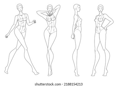 Fashion figure ten heads design template croquis wearing bodice