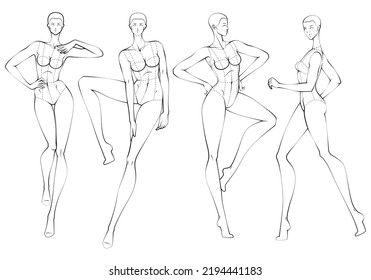 Fashion figure ten heads design template croquis wearing bodice