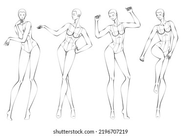 Fashion figure ten heads design template croquis wearing bodice