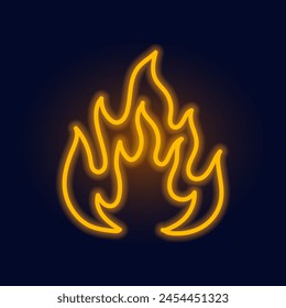 Fashion fire neon sign. Night bright signboard, Glowing light. Summer logo, emblem for Club or bar concept