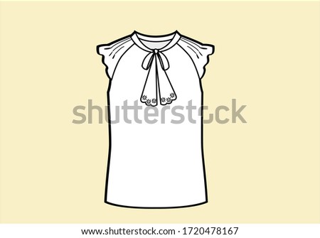 fashion flat blouse hand drawn vector
