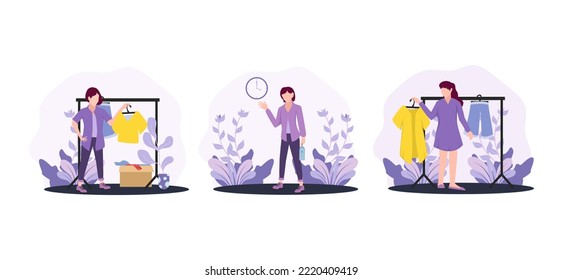 Ilustración de diseño de paquete plano de moda