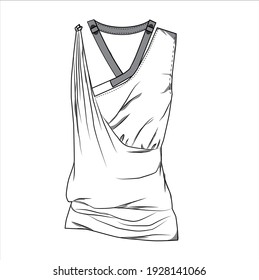 Fashion flat sketch of a modern girl tee shirt 