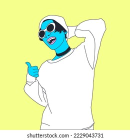 Fashion flat vector colored illustration. Stylish Urban Girl. Minimalist trendy design