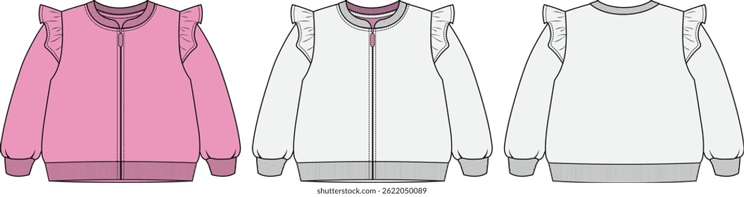 Fashion flat vector of toddler outerwear jacket. Suitable for kidswear fashion mockups and technical illustrations.