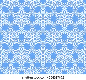 fashion floral geometric seamless pattern. optical illusion vector illustration. blue, white.