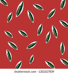 Fashion floral pattern. Leaves on red background. Seamless pattern.