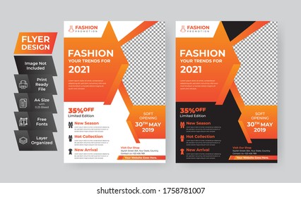Fashion Flyer Template Design Brochure, Annual Report, Magazine, Poster, Corporate, Flyer, layout modern size A4 Template, Easy to use and edit.