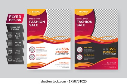 Fashion Flyer Template Design Brochure, Annual Report, Magazine, Poster, Corporate, Flyer, layout modern size A4 Template, Easy to use and edit.