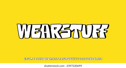 Fashion font alphabet. handdrawn, creative font design, urban fonts for logo, brand etc. Typography typeface number. vector illustration