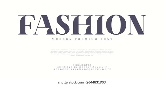 Fashion font alphabet. Minimal modern urban fonts for logo, brand etc. Typography typeface uppercase lowercase and number. vector illustration