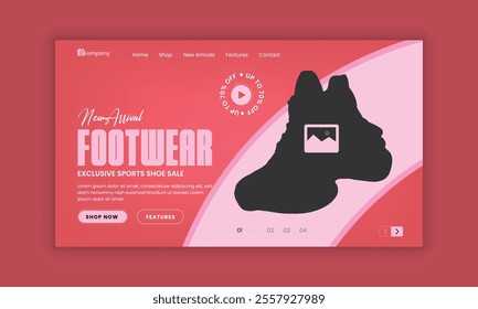 Fashion for Footwear Landing Page Template and Sneaker Landing Page User Interface Design