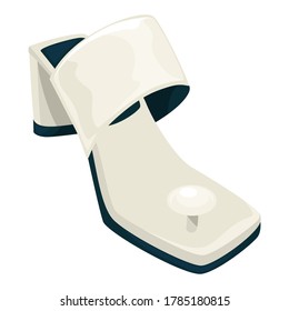 Fashion and footwear trends, isolated icon of leather shoes on heels. Trendy mules, comfortable sandals for women. Fashionable and trendy accessories, clothing for ladies vector in flat style