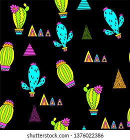 Fashion funny print. Seamless pattern with cactus