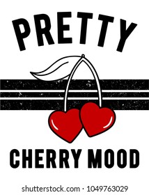 Fashion Funny Slogan with cherry patch for T-shirt and apparels graphic vector Print.