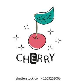 Fashion Funny Slogan with cherry patch for T-shirt and apparels graphic vector Print. Template for apparel, card, poster. Design element