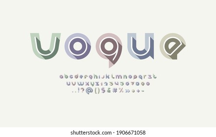 Fashion future font, rounded modern alphabet, trendy letters and numbers, vector illustration 10EPS