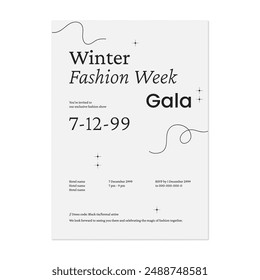 Fashion gala invitation template, modern minimalist typography on grey