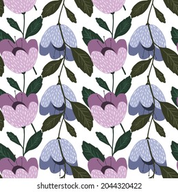 Fashion geometric flowers seamless pattern. Floral wallpaper. Beautiful vintage botany texture. Pretty design for fabric, textile print, wrapping, cover. Vector illustration.