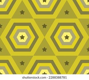 Fashion Geometric Pattern in Retro Colors Seamless Vector Background Fashion Textile Fabric Nested Hexagon Star Retro Geometric Vector