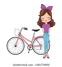Fashion girl with bike
