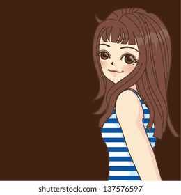 Fashion Girl in Cartoon Style - Vector File EPS10