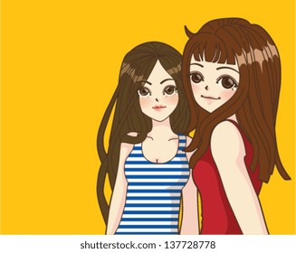 Fashion Girl in Cartoon Style  - Vector File EPS10