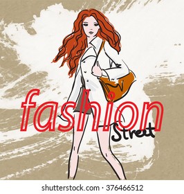  fashion girl. casual style. vector illustration