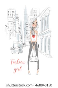 fashion girl in city 