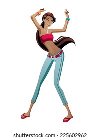 fashion girl dancing isolated illustration vector