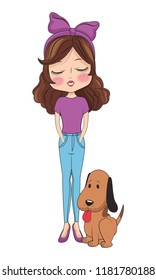 Fashion girl with dog