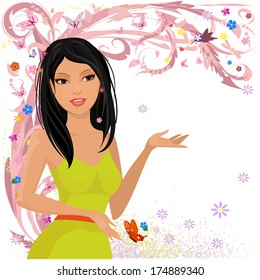 Fashion girl in floral for your design