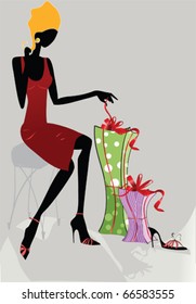Fashion girl with fashion gifts