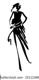 Fashion girl hand drawn  silhouette vector illustration