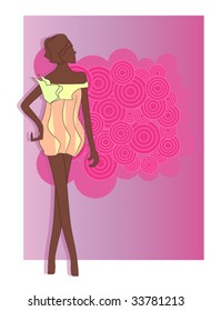 Fashion girl II.Illustration drawing of fashion girl in profile.