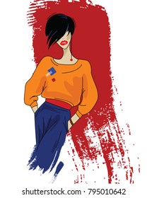 fashion girl illustration for a book